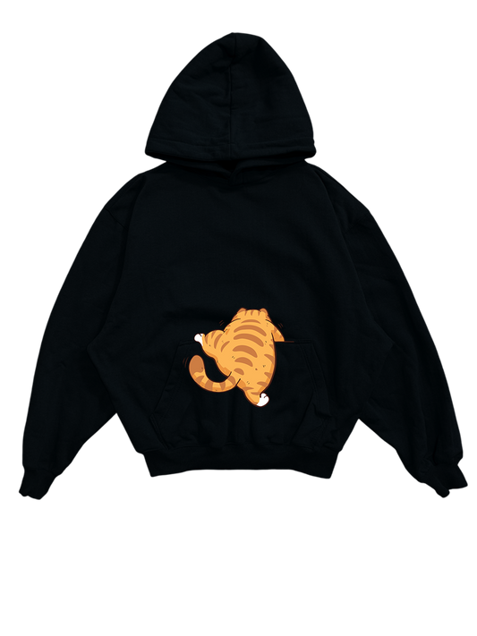 Orange Cat Hoodie oversize
