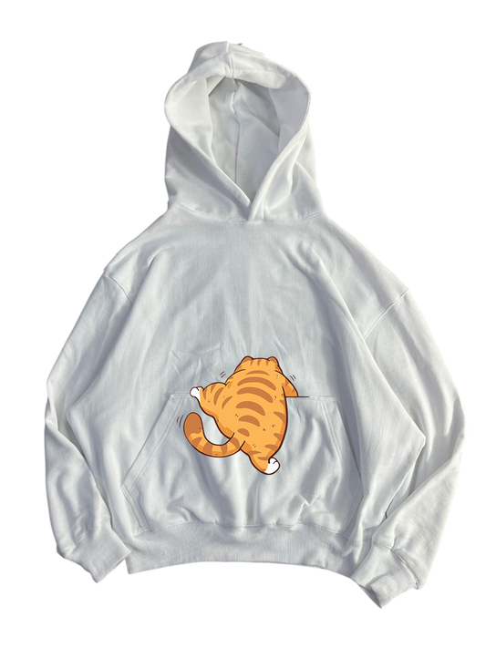 Orange Cat Hoodie oversize